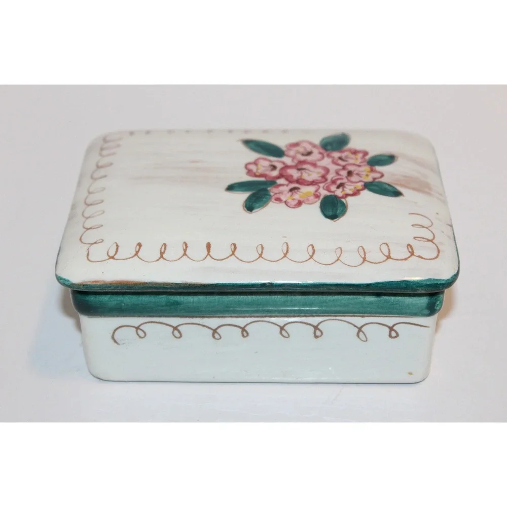 Vintage Stangl Terra Rose Mountain Laurel Trinket Decorative Box with Lid MCM